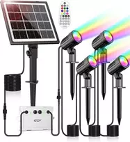 CLY saulės energija maitinamas RGB LED lauko prožektorius su nuotoliniu valdymu, 10 spalvų, IP66