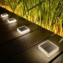 Lacasa saulės energija maitinami LED lauko grindinio šviestuvai, IP68, 4 vnt., natūrali balta, 4000 K, 8,6 × 8,6 cm