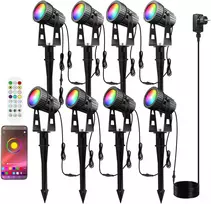 Lam(MS)pen lauko LED prožektorius su 8 RGBW LED, Bluetooth valdymu, laikmačiu, IP65, 24 W