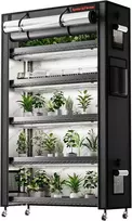 Spider Farmer reguliuojamas 6 lygių metalinis augalų stovas su 10 LED lempų, 220 W, naudoti patalpose