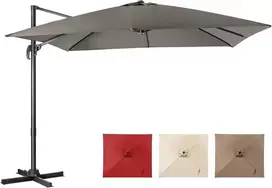 COSTWAY kvadratinis sodo skėtis su rankenėle, 300 × 300 cm, pilkas, 360° pasukamas modelis ZB33767TEDE