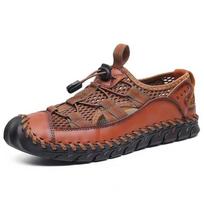 Hand Stitching Microfiber Leather Breathable Mesh Soft Casual Open Toe Sandals Men for Summer Outdoor Beach Walking 42 ruda