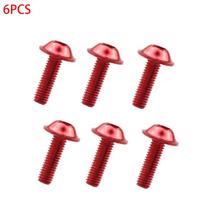 6pcs M6x20mm Motorcycle Bolts Screws Hexagon Aluminum Bolts Screws License Plate Fairing Bolts for Motorcycle Scooter raudona