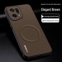 OPPO Find X5 Pro Protective Case - Full Coverage, Anti-Drop, Fashionable Magnetic Buckle, Mark Texture. Find X5 elegantiška ruda spalva