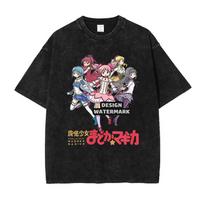 Anime Kaname Tshirts Oversized Vintage Washed Magical Madoka Magica T Shirt Unisexga Akemi Homura Tops Tees Girl  Cotton S