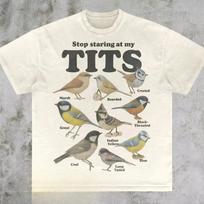 Y2K marškinėliai, Nežiūrėk į mano krūtinę, T-shirt emocijų pakuotė, Marškinėliai su paukščiu, Vasaros naujiena, Laisvalaikio, Tinka ir vyrams, ir moterims S įvairiaspalvis