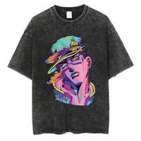 Vintage Washed JoJo Bizarre Adventure Anime Print Arrival Pure  Cotton Clothing Fashion Mens Tshirts S