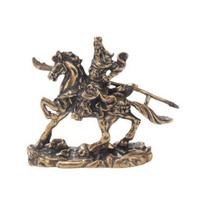 Žalvarinė Bendroji Figūrėlė Retro Guan Yu ant Kovinio Žirgo Statula Senovinė Stalo Skulptūra Kolekcionuojamas daiktas Knygų lentynai Spintai Vitrinai
