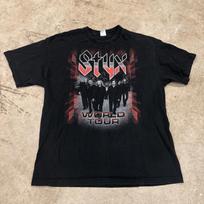 Vintage Styx World Tour Band T-T-Shirt Mens Size Large Black Red S