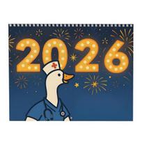 Slaugės Žąsies Sieninis Kalendorius 2026 12 Mėnesių Teminis Dizainas Kasdienių Įvykių Organizatorius Spiralinis Įrišimas Storas Popierius Stalo Kalendorius Kasdieniam Planavimui mėlyna