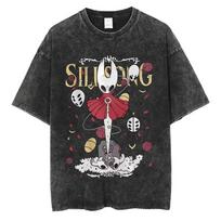 Hot Game Hollow Knight Graphic Print Tshirt Men Women Loose Casual Oversized Washed Vintage Cotton Tee Harajuku Streetwear Tops S