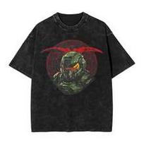 Classic Retro Game DOOM Slayer Graphic Print TShirt Women Men Vintage Washed Cotton Oversize Top Harajuku Style Summer New Tee S