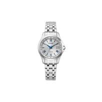 CITIZEN 50 meters waterproof solar Quartz titanium strap women's watch silver dial EC1120-59B mėlyna