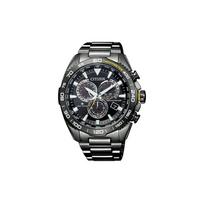 CITIZEN Air Eagle serijos Eco-Drive daugiafunkcis radijo bangomis valdomas foto kvarcinis plienine apyranke vyriškas laikrodis juodu ciferblatu CB5037-84E juoda