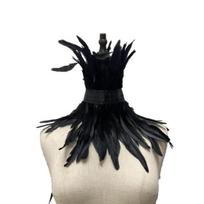 Seksualūs nėrinių siūlai moteriški kaklo rankovės dirbtinės plunksnos netikra apykakle Punk vakarėlis Cosplay netikras šalikas madingi aksesuarai 30cm juoda