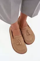 Moteriški smėlio spalvos verstos odos mokasinai Zazoo