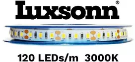 9,6W/m LED juosta LUXSONN, BRIDGELUX diodai, 2835, 120 LED/m, 24V, 3000K, IP68, 5m ritė