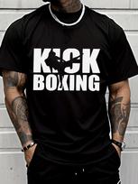 Men's Crew Neck T - Shirt Casual Trendy Kickboxing Athlete Silhouette Pattern Men's Fashion for Adults Men Sportswear S įvairiaspalvis