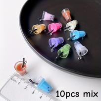 Fashionable resin pendant earrings with iced tea and tea making design - colored plastic pendant for jewelry, accessories, and h 10pcs