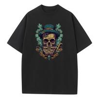 Baggy T Shirt Cotton Graphic Tees Design Clothes Old School Skull Pattern Dropped Shoulder Vintage Tops Oversize T Shirts S įvairiaspalvis
