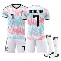 2026 m. FIFA Pasaulio taurės Belgijos išvykos #7 DE BRUYNE Sportinio treniruočių marškinėlių rinkinys su kojinėmis Paaugliams Vaikams Suaugusiems Futbolo aprangos komplektai 16