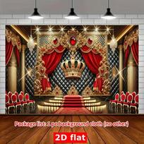 2D Palace King Crown Backdrop Red Curtain Gold Column Royal Photography Background 47.2x31.5inch/120*80cm