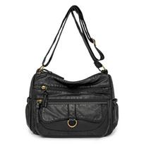 Shoulder Bag Women's Pu Soft Leather Crossbody Bag Large Capacity Retro Small Square Bag Lightweight Mother Bag juoda