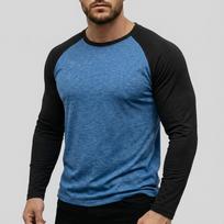 Men Long Sleeve Raglan Baseball T Shirt Crew Neck Casual Lightweight Athletic Top Soft Fabric L mėlyna