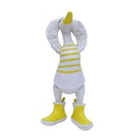Decorative Duck Figurine with Striped Shirt and Boots Resin Material Standing Animal Ornament for Home or Garden Display One Size