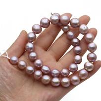 1String, Purple Natural Freshwater Pearls 12-15mm, Handmade Round Pearl Beads for Jewelry Making DIY Crafts, Needlework 36cm 1String/12-15mm-36cm violetinė