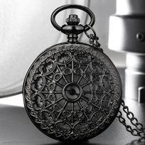 Hollow Black Spider Web Pattern Quartz Pocket Watch Elegant Gift for Men Women Kids Fans Souvenir Students Gifts juoda