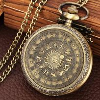 Bronze Vintage Tarot Commemorative Pattern Pocket Watch Constellation Lucky Sun Moon Necklace Memorial For Male Kids Relogio Saa bronza