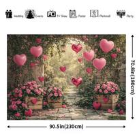 2D Rose Garden Heart Balloon Backdrop Wedding Photography Background 47.2x31.5inch/120*80cm