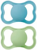 MAM 6-16 mėn. silikoniniai čiulptukai AIR, 2 vnt., mėlynas/žalias