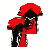 Austria National Flag Themed T-shirt Men's Clothing 3d Printed Stripe Word T Shirts Casual Fashion Street Short Sleeves Tees S