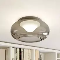 Stiklinis LED lubinis šviestuvas Mijo dūminio pilkumo