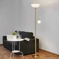 Elaina LED aukštyn šviestuvas su skaitymo lempute, žalvaris