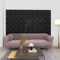 Sienų plokštės 12 pcs Origami Juodas 50 x 50 cm XPS Putplastis