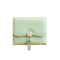 Coin Pouch Portable Candy Color Wallet Pouch Multiple Card Short Leather Purse PVC Anti-splash Water Three Fold Card Bag Work žalia
