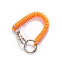 Anti-lost Keyring Metal Carabiner Unisex Spring Lanyard Spiral Stretch Keychain Wrist Coil Spring Rope Key Ring Key Cord Clasp oranžinė