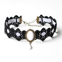 Fashion Earrings Choker Lace Jewelry Velvet Chain 925 Vintage Pendant Neck balta