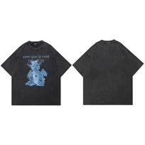 Hip Hop  Retro Washed Black TShirt Streetwear Baby Dragon Graphic T Shirt Cotton Men Tshirt Unisex Tops Tees Cartoon S