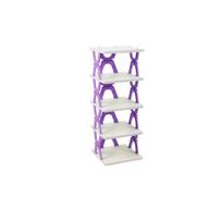 Shoe Rack Organizer with Dust-Proof Compartments Foldable Design Large Capacity Portable Folding Shoe Storage Rack 5Grid violetinė