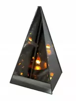 Salamina Kapų žvakė.3D LED veidrodinis žibintas su liepsnos efektu, piramidė, 20 cm