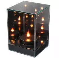 Salamina Kapų žvakė.3D LED veidrodinis žibintas su liepsnos efektu, stačiakampis, 15 cm