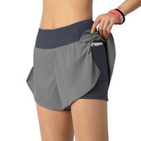 Women Running Shorts 2-in-1 with Pocket Wide Waistband Coverage Layer Liner Lounging Sport Yoga Leggings Fitness Workout Gym S mėlyna
