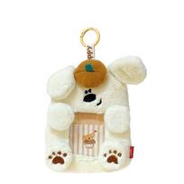 Cartoon ID Card Holder Photo Storage Work Card Cover Small Pouch Plush Card Holder  Men smėlis