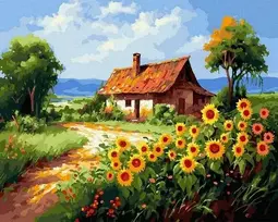 Tapyba pagal skaičius Kaimo kotedžas 40x50 cm
