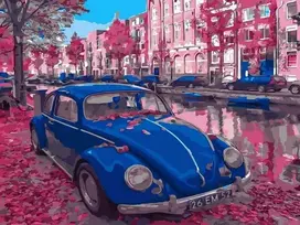 Tapyba pagal skaičius – Mėlynas senovinis automobilis, 30×40 cm