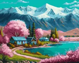 Tapyba pagal skaičius Spring Lake (kalnų kaimas), 40 × 50 cm